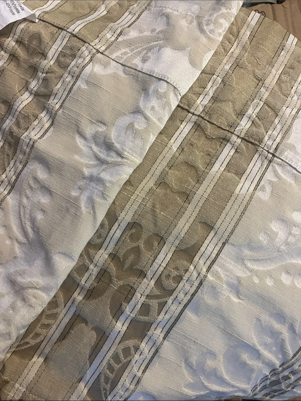 2pc Cream and Tan colored valances with pattern 211